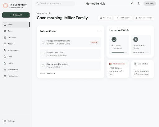 HomeLife Hub Dashboard